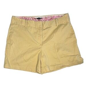 Talbots Shorts Womens 12 Yellow Chino Flat Front Preppy‎ Golf Casual Vacation